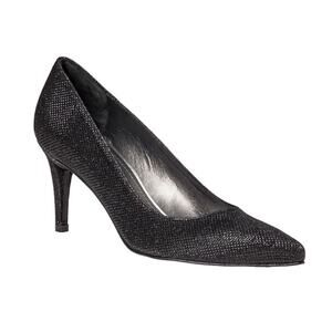 Stuart Weitzman Pinot Black Pump Heels, Size 8.5, Fabric Glitter